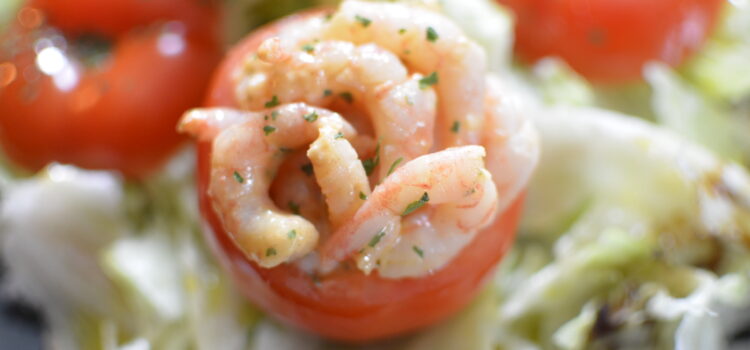 Tomatoes filled with shrimps
